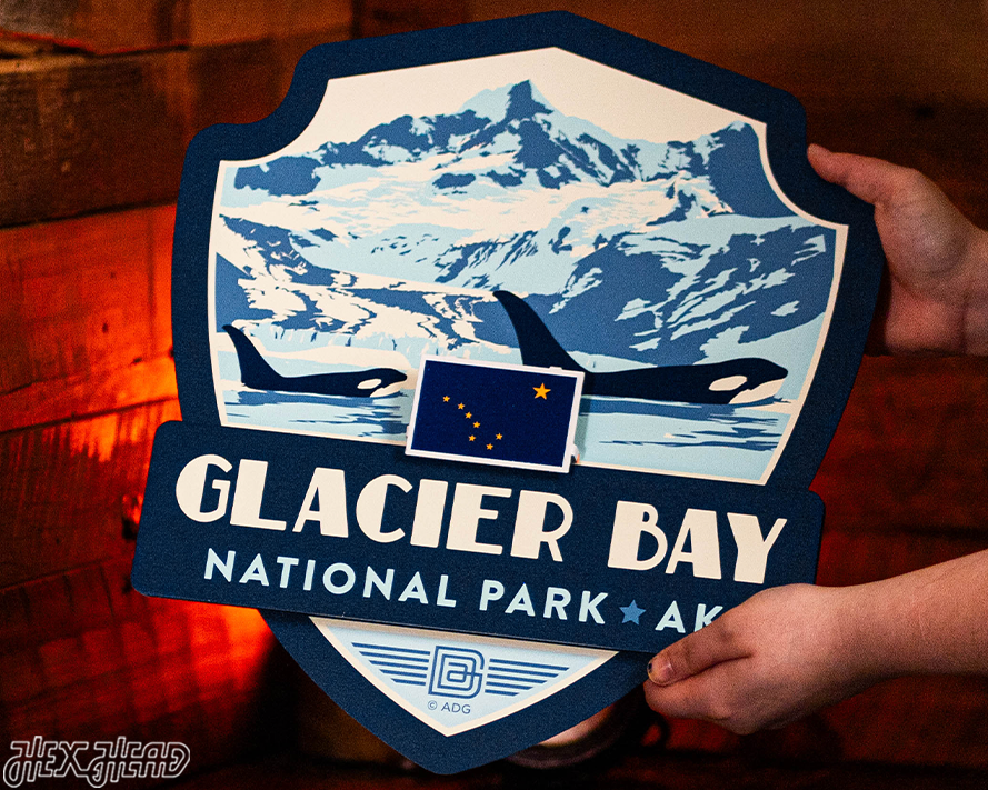 Glacier Bay National Park Badge 3D Metal Wall Art