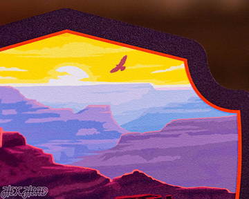 Grand Canyon National Park Badge 3D Metal Wall Art