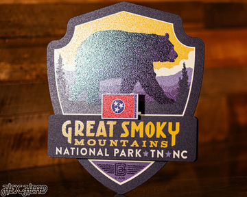 Great Smoky Mountains National Park Badge 3D Metal Wall Art