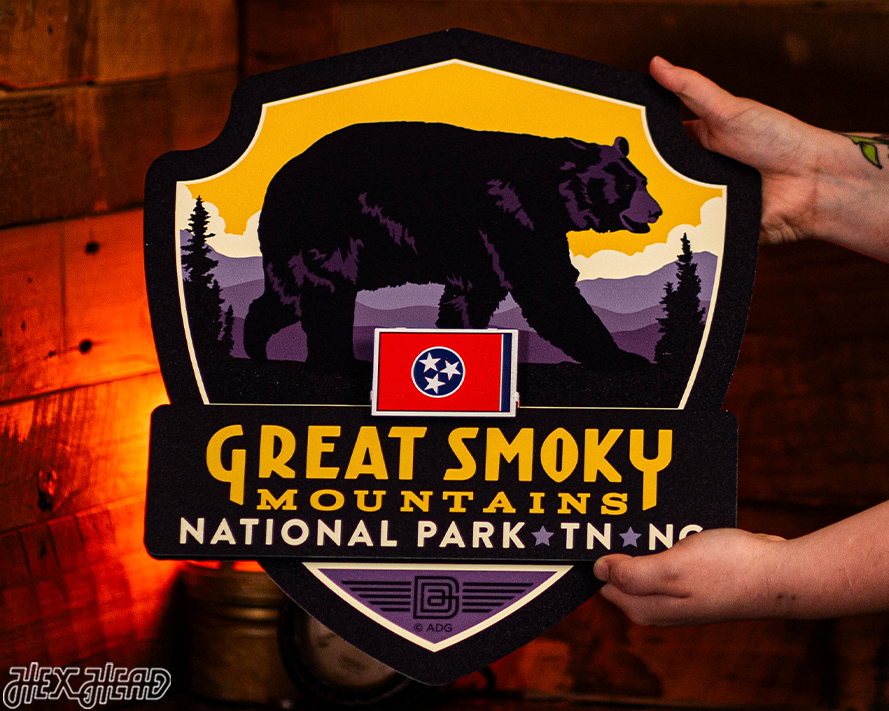 Great Smoky Mountains National Park Badge 3D Metal Wall Art
