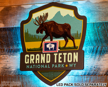 Grand Teton National Park Badge 3D Metal Wall Art
