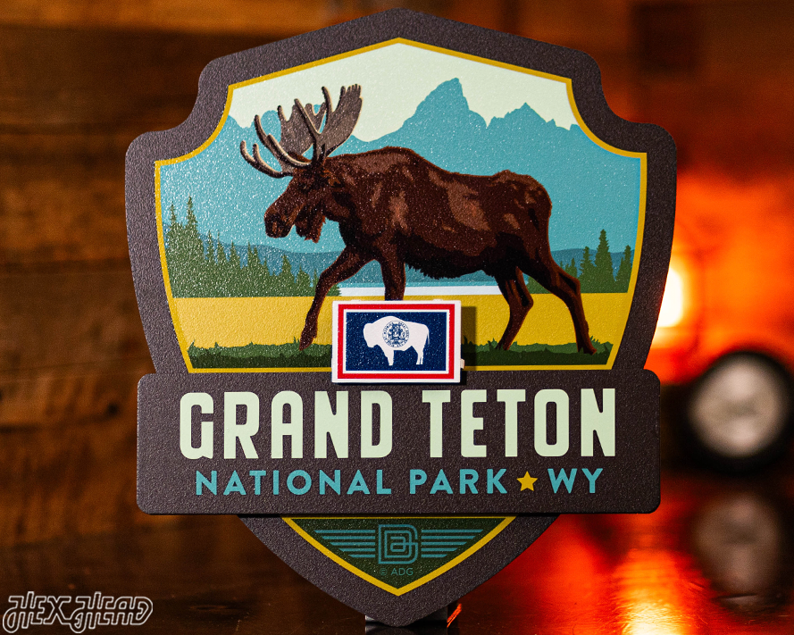 Grand Teton National Park Badge 3D Metal Wall Art