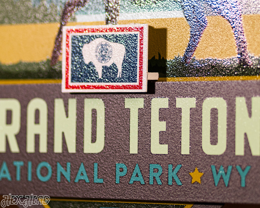Grand Teton National Park Badge 3D Metal Wall Art