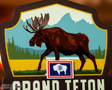 Grand Teton National Park Badge 3D Metal Wall Art
