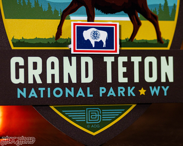 Grand Teton National Park Badge 3D Metal Wall Art