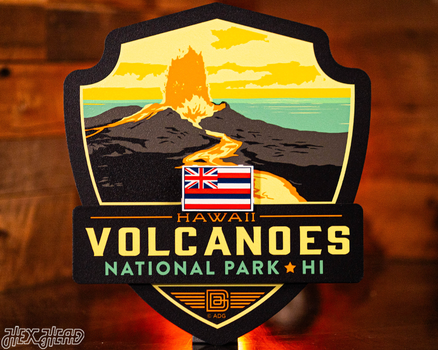 Hawaii Volcanoes National Park Badge 3D Metal Wall Art