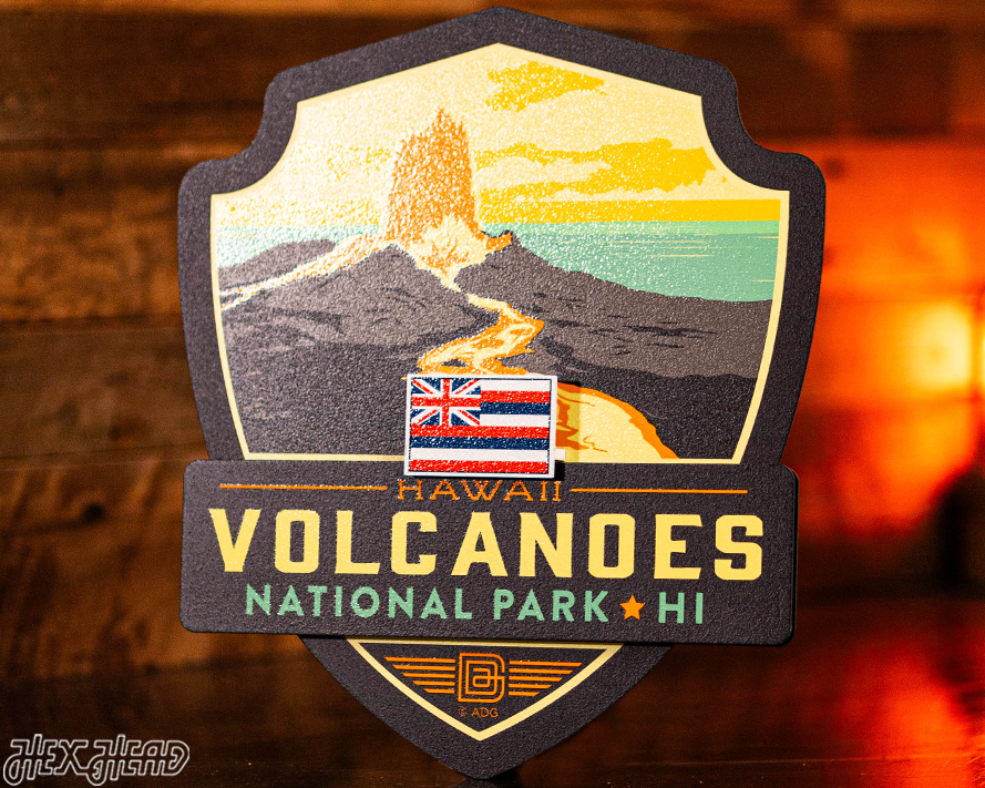 Hawaii Volcanoes National Park Badge 3D Metal Wall Art