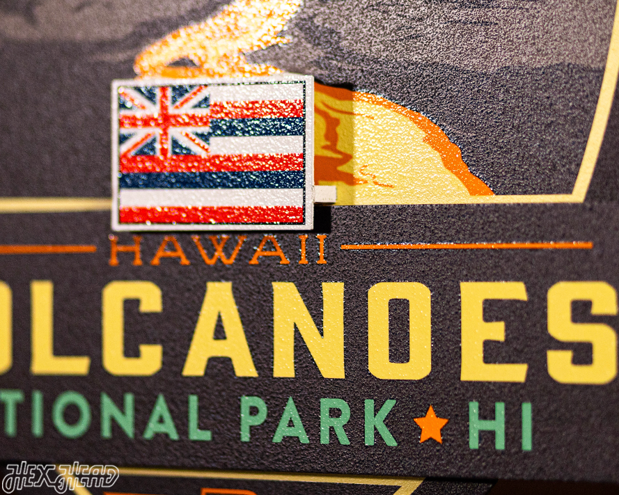 Hawaii Volcanoes National Park Badge 3D Metal Wall Art