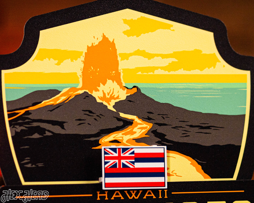 Hawaii Volcanoes National Park Badge 3D Metal Wall Art