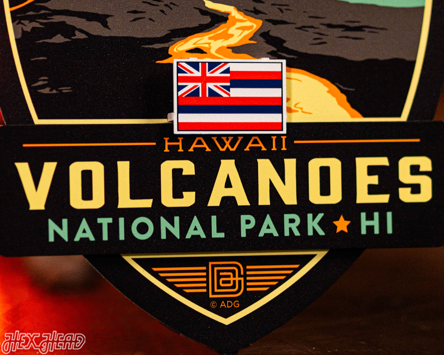 Hawaii Volcanoes National Park Badge 3D Metal Wall Art