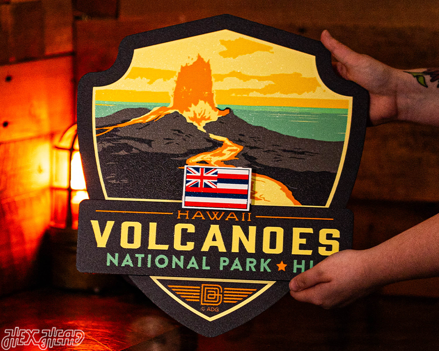 Hawaii Volcanoes National Park Badge 3D Metal Wall Art