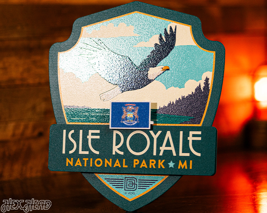 Isle Royale National Park Badge 3D Metal Wall Art