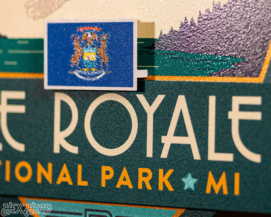 Isle Royale National Park Badge 3D Metal Wall Art