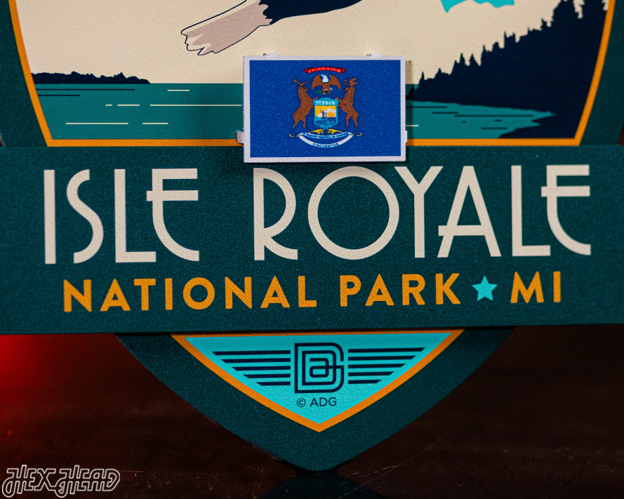 Isle Royale National Park Badge 3D Metal Wall Art