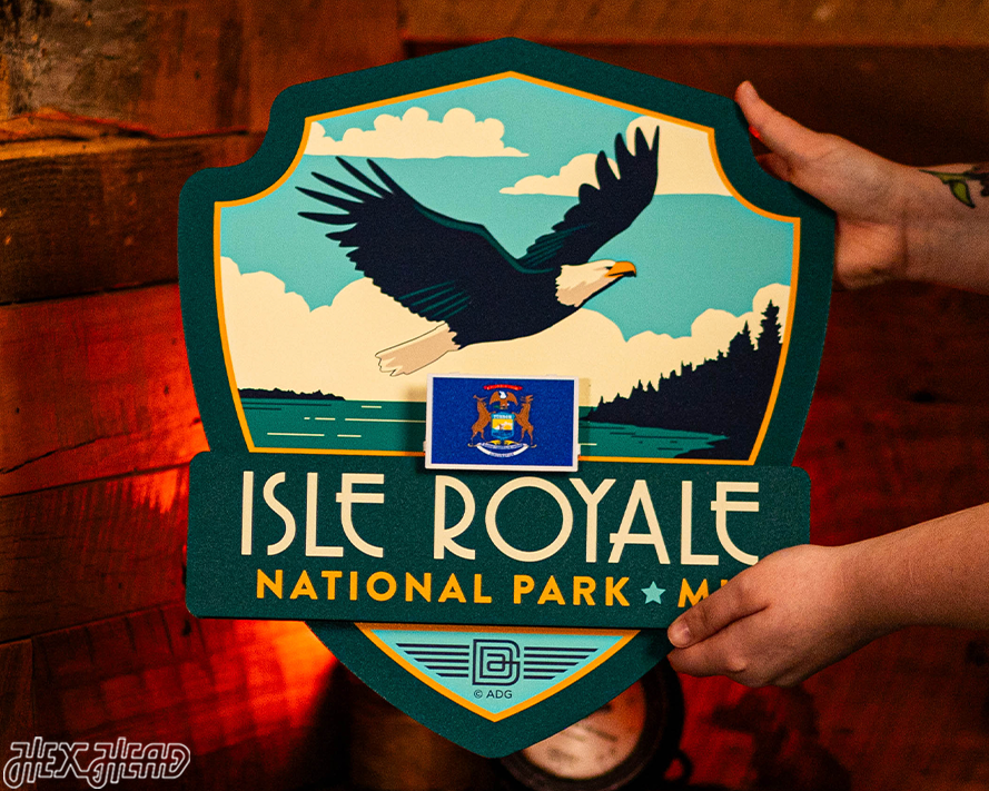 Isle Royale National Park Badge 3D Metal Wall Art