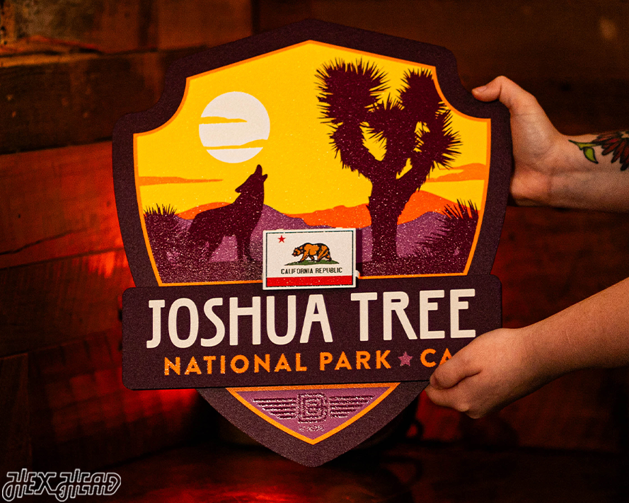 Joshua Tree National Park Badge 3D Metal Wall Art