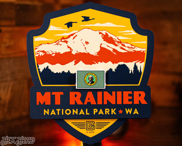Mount Rainier National Park Badge 3D Metal Wall Art