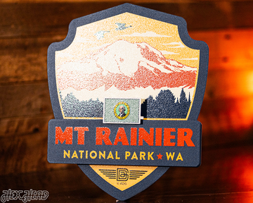 Mount Rainier National Park Badge 3D Metal Wall Art