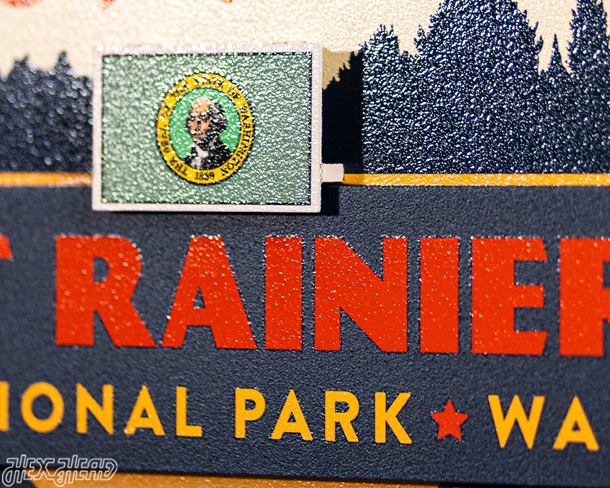 Mount Rainier National Park Badge 3D Metal Wall Art