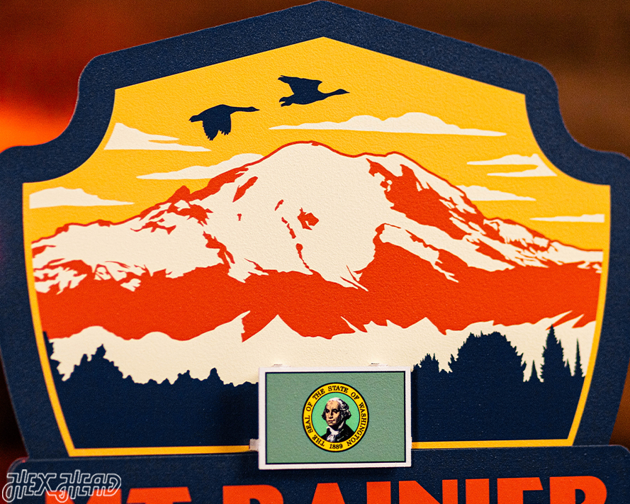 Mount Rainier National Park Badge 3D Metal Wall Art