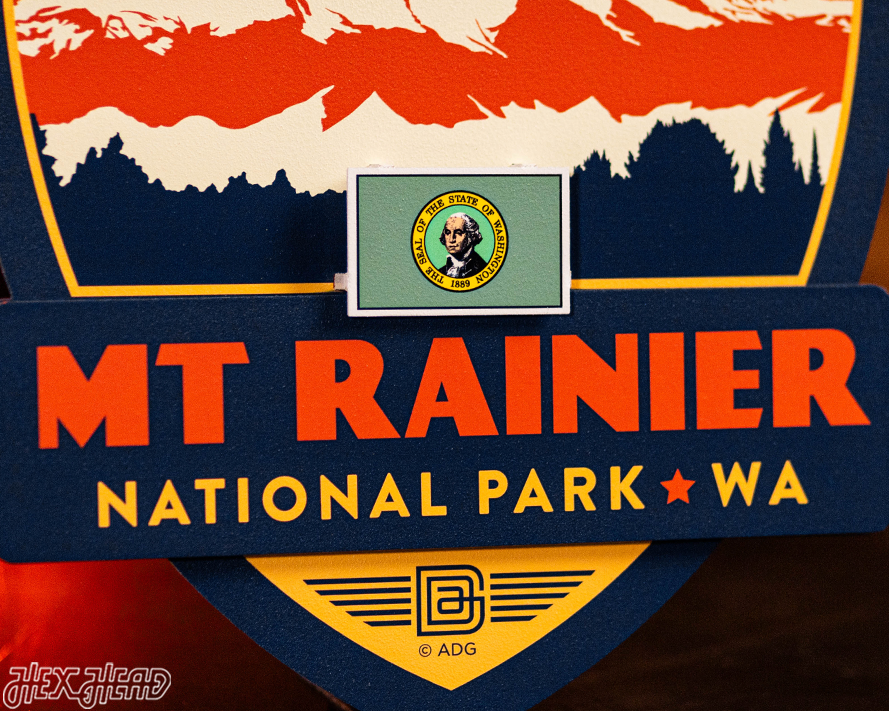Mount Rainier National Park Badge 3D Metal Wall Art