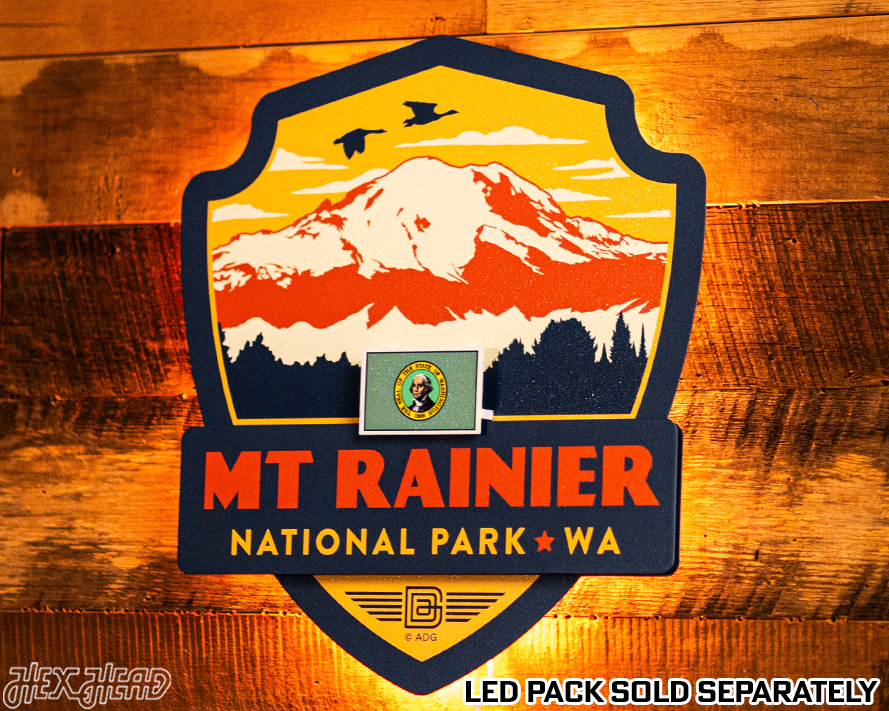 Mount Rainier National Park Badge 3D Metal Wall Art