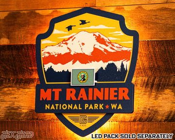 Mount Rainier National Park Badge 3D Metal Wall Art