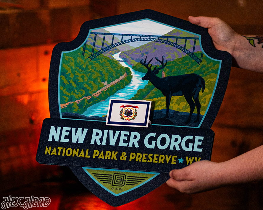 New River Gorge National Park Badge 3D Metal Wall Art