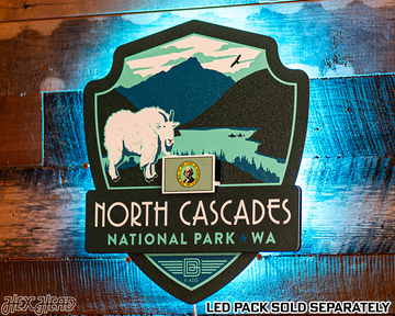North Cascades National Park Badge 3D Metal Wall Art