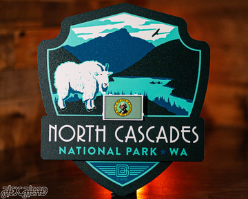 North Cascades National Park Badge 3D Metal Wall Art