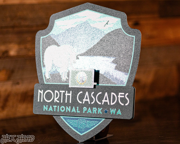 North Cascades National Park Badge 3D Metal Wall Art