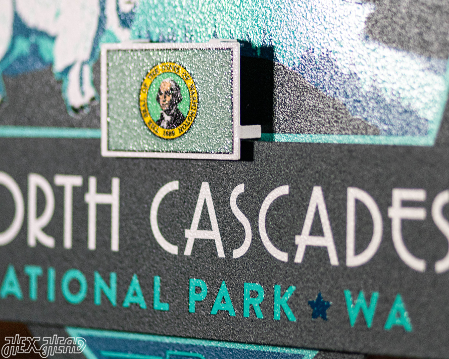 North Cascades National Park Badge 3D Metal Wall Art