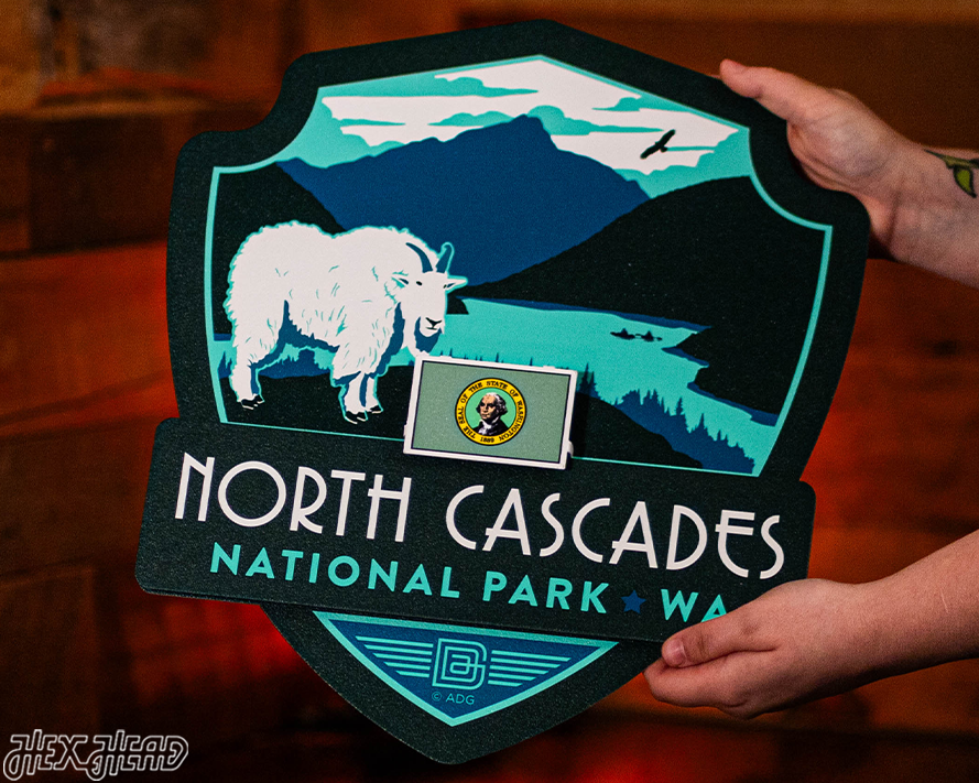 North Cascades National Park Badge 3D Metal Wall Art