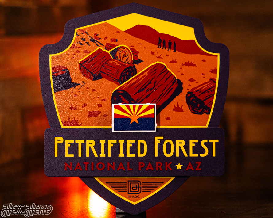 Petrified Forest National Park Badge 3D Metal Wall Art
