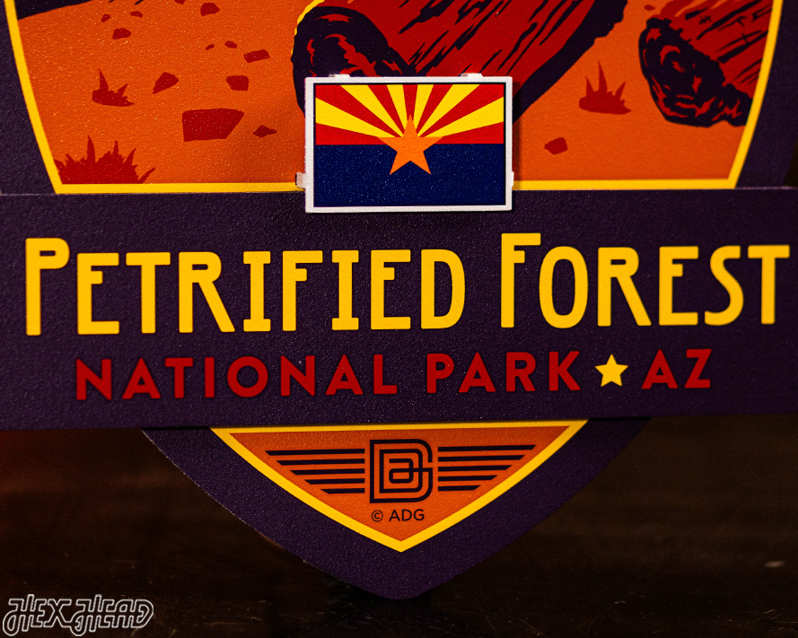 Petrified Forest National Park Badge 3D Metal Wall Art