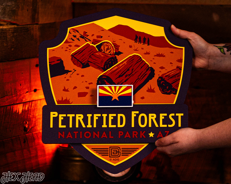 Petrified Forest National Park Badge 3D Metal Wall Art