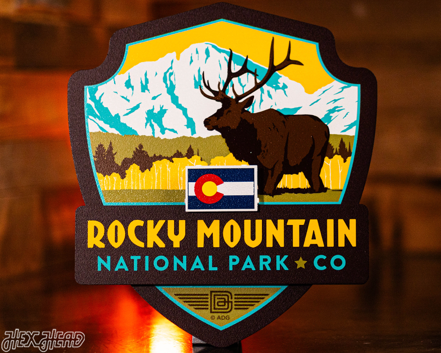 Rocky Mountain National Park Badge 3D Metal Wall Art