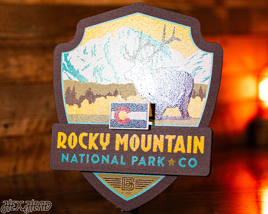 Rocky Mountain National Park Badge 3D Metal Wall Art