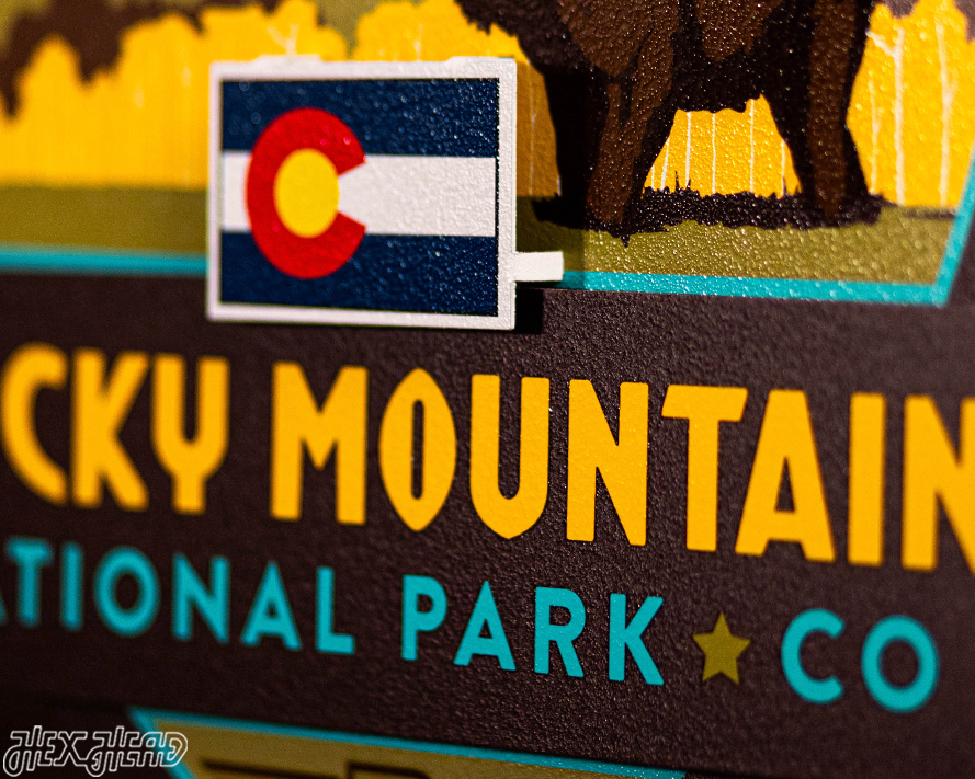 Rocky Mountain National Park Badge 3D Metal Wall Art