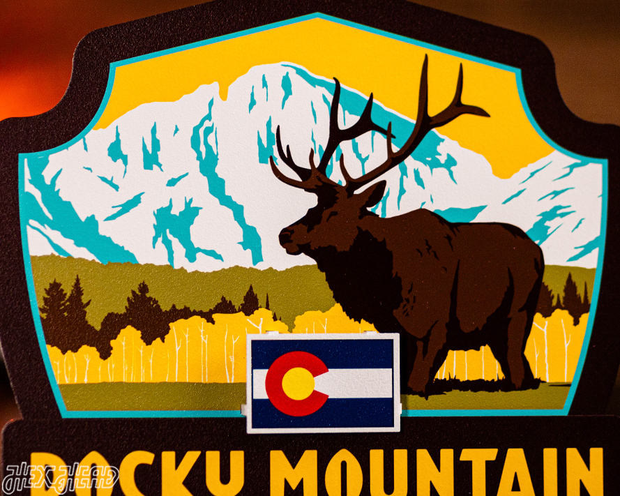 Rocky Mountain National Park Badge 3D Metal Wall Art