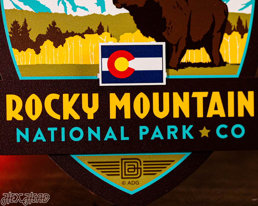 Rocky Mountain National Park Badge 3D Metal Wall Art