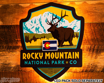 Rocky Mountain National Park Badge 3D Metal Wall Art