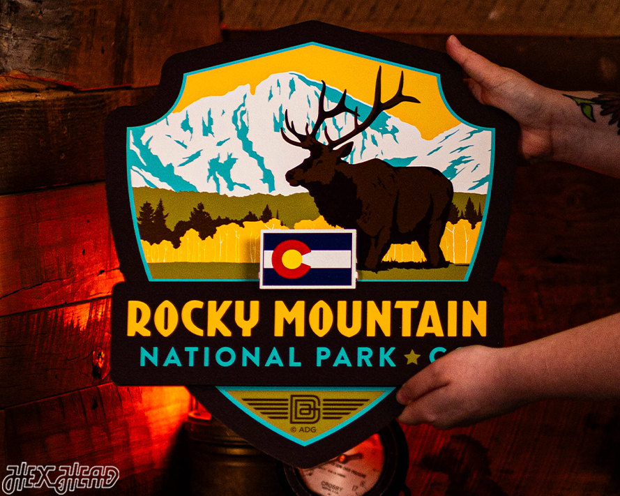 Rocky Mountain National Park Badge 3D Metal Wall Art