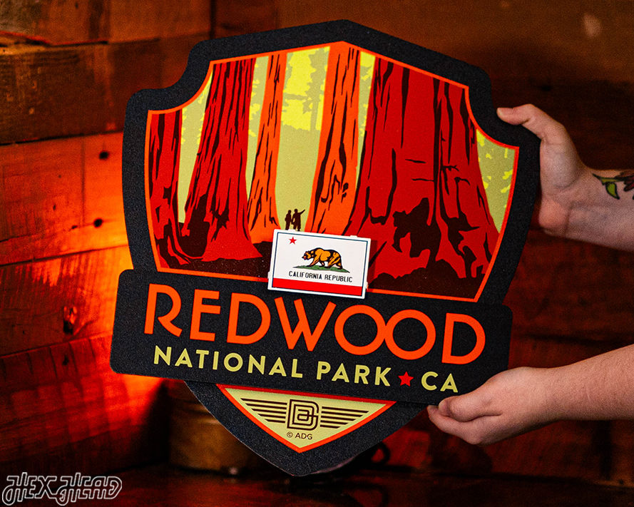 Redwood National Park Badge 3D Metal Wall Art