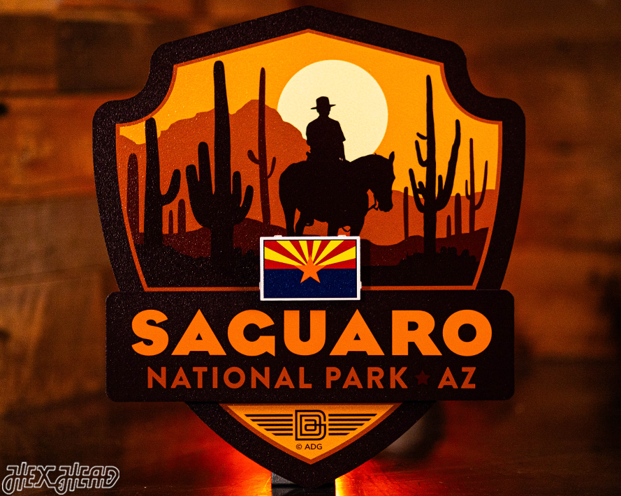 Saguaro National Park Badge 3D Metal Wall Art