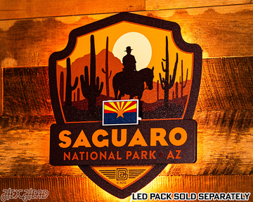 Saguaro National Park Badge 3D Metal Wall Art