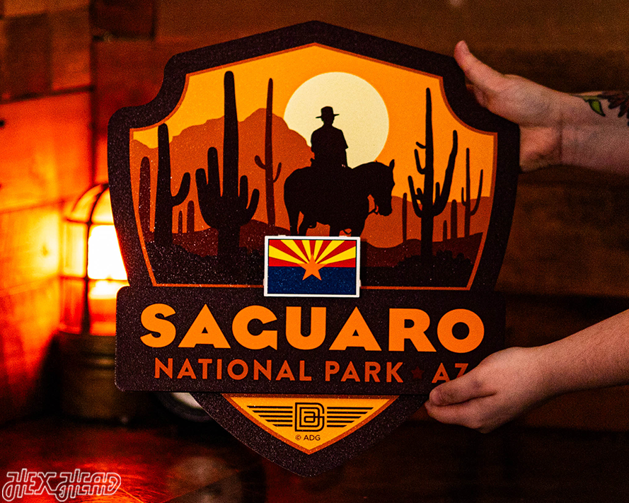 Saguaro National Park Badge 3D Metal Wall Art