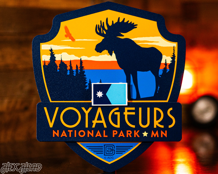 Voyageurs National Park Badge 3D Metal Wall Art