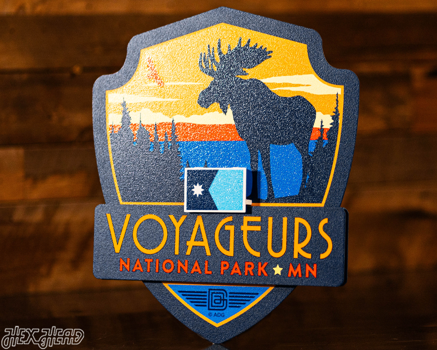 Voyageurs National Park Badge 3D Metal Wall Art