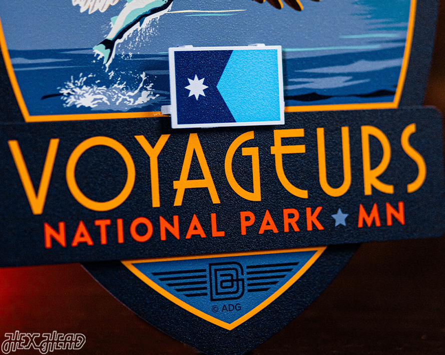 Voyageurs National Park Badge 3D Metal Wall Art